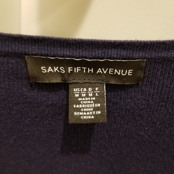 Saks Fifth Avenue Navy Eyelet Sweater - Picture 2 of 3